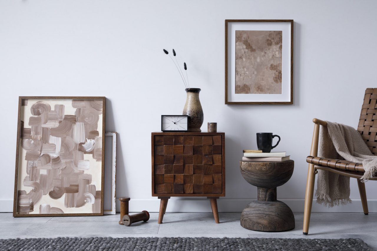 Modern living room with motorized shades