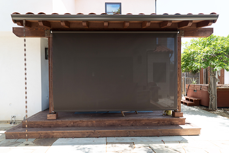 Outdoor roller shade on San Diego patio